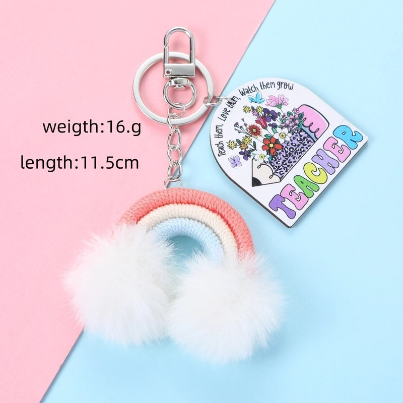Cute Sweet Shiny Letter Rainbow Alloy Bag Pendant Keychain
