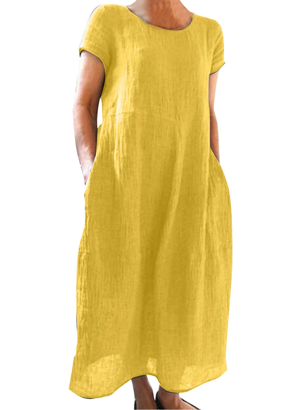 Linen And Cotton Casual Maxi Dress