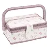 Wooden Sewing Kit Storage Box with Handle Sewing Kit Carrying Organizer with Removable Tray Large Capacity for Sew Mending Beginner Professional Gift