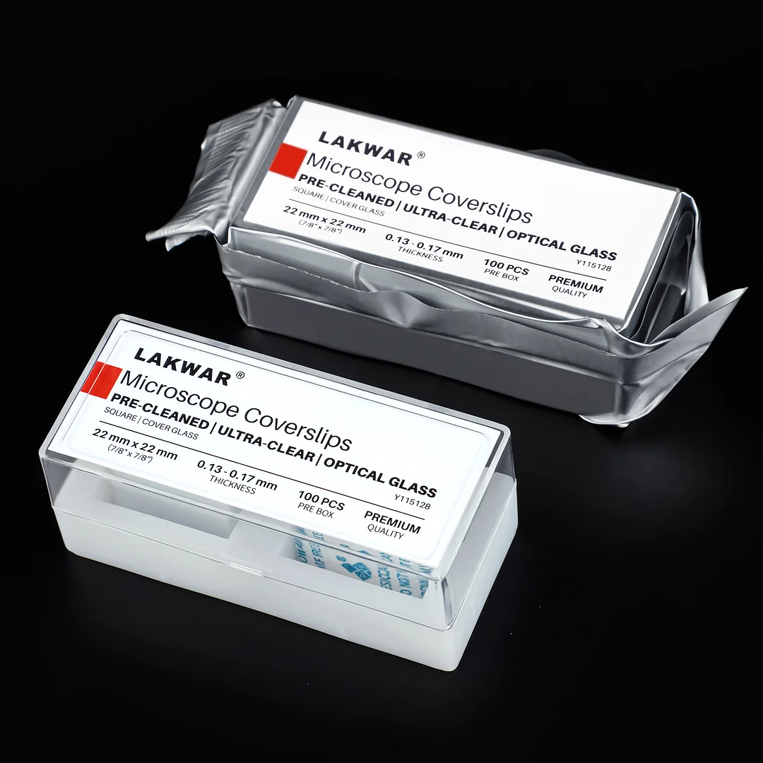 Standard Microscope Cover Slips, 22x22mm, Coverslips Cover Glass for Monocular Binocular Trinocular Microscopes(Pack of 100)