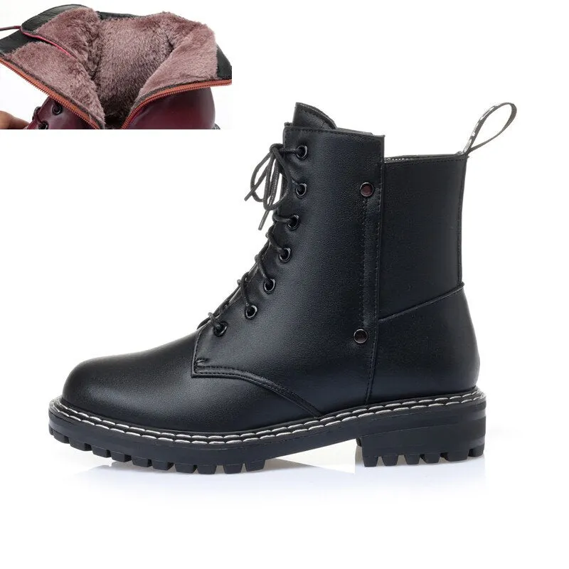 AIYUQI Winter Boots shoes Women 2021 New Genuine Leather Ladies Snow Boots Wool Warm 3 Colors Non-slip Women's Ankle Boots