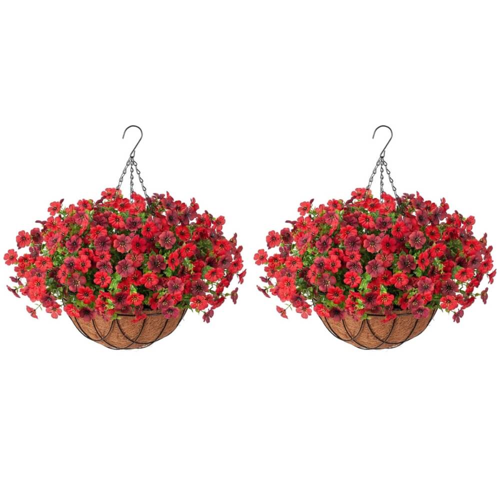 Luxurious Artificial Daisy Hanging Basket (Set of 2)