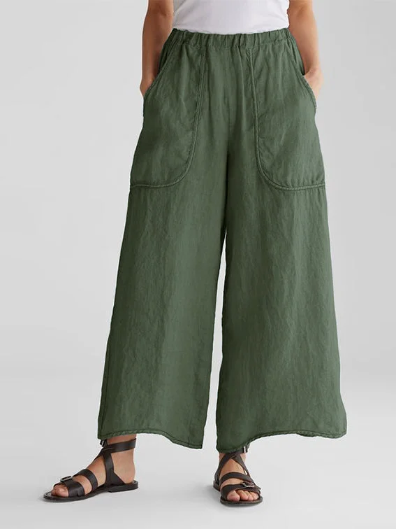 High-waist cotton linen checked harem pants | Pants women fashion, Linen pants  women, Striped linen pants