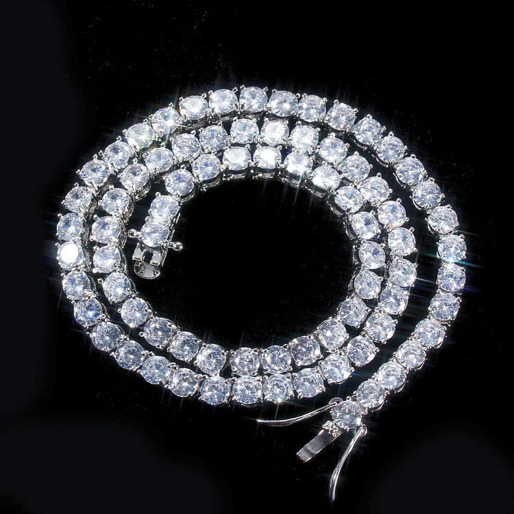 6MM Iced Out Cubic Zirconia Tennis Chain Men's Necklace-VESSFUL