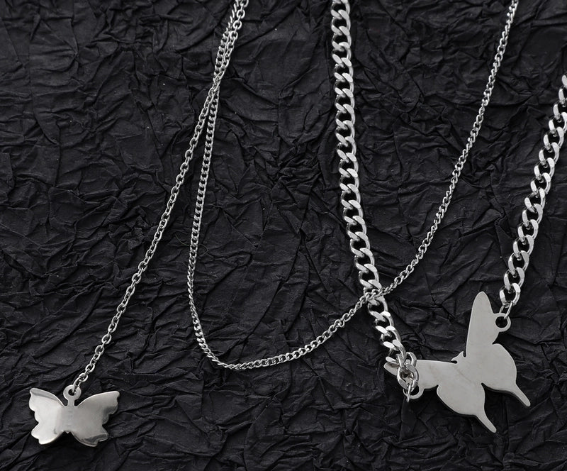 Hip-Hop Minimalist Butterfly Steel Women's Necklace