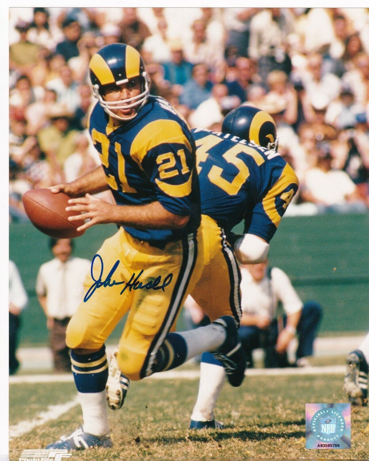 JOHN HADL LOS ANGELES RAMS ACTION SIGNED 8x10