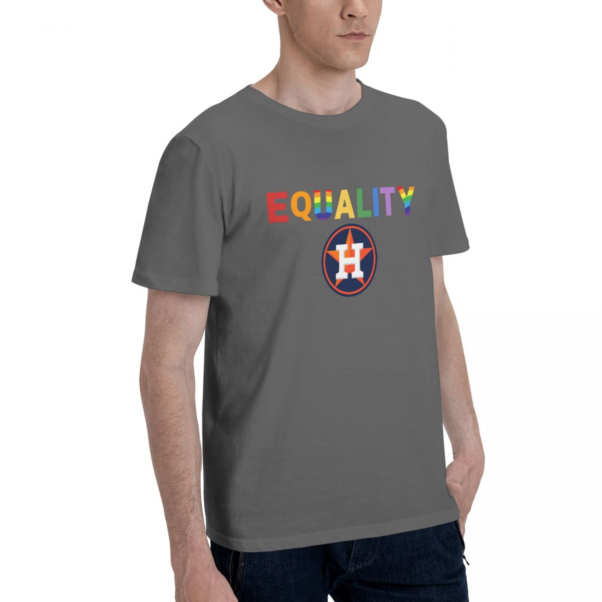 Houston Astros Rainbow Equality Pride Printed Men's Cotton T-Shirt