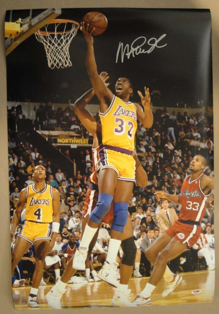 Magic Johnson SIGNED LARGE 20x30 Photo Poster painting Los Angeles Lakers PSA/DNA AUTOGRAPHED