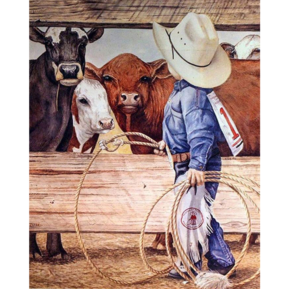 

(Multi-Size) Cowboy - Round/Square Drill Diamond Painting - 30*40CM, Round diamond 30*40cm, 501 Original