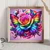 Roses arc-en-ciel et papillons-plein diamant rond peinture-30 * 30cm