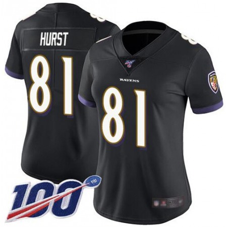 Women's Baltimore Ravens #81 Hayden Hurst  Black 2019 100th Season Vapor Untouchable Limited NFL Jersey