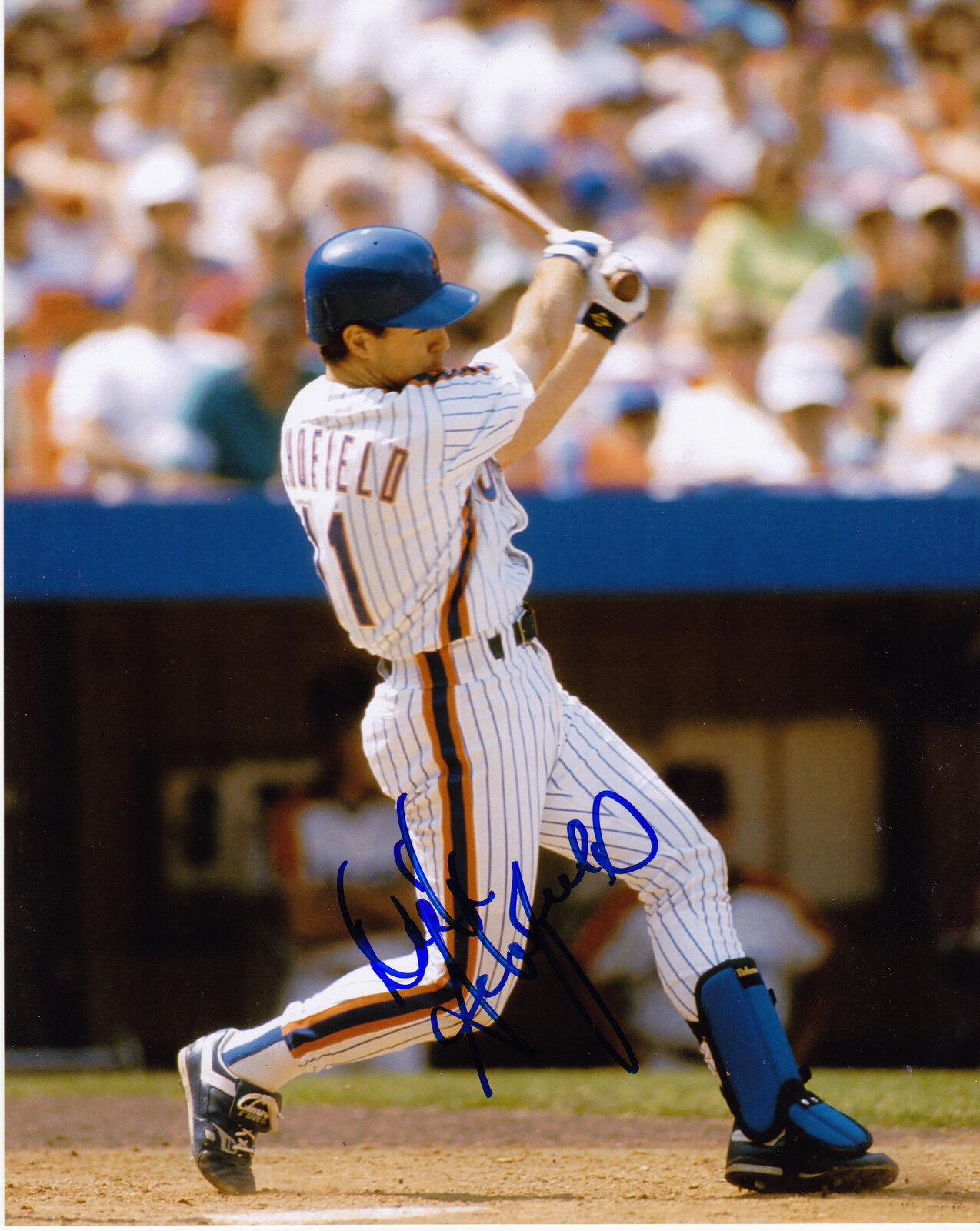 DICK SCHOFIELD NEW YORK METS ACTION SIGNED 8x10