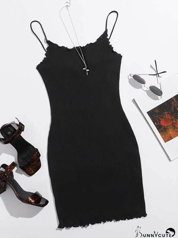 Plus Lettuce Trim Rib-knit Dress