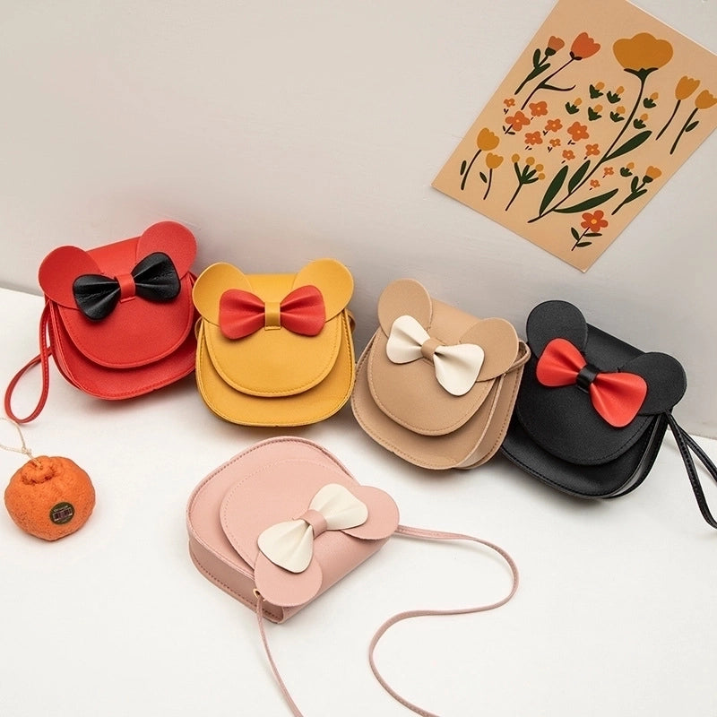 Women's Small Pu Leather Color Block Solid Color Cute Round Flip Cover Crossbody Bag