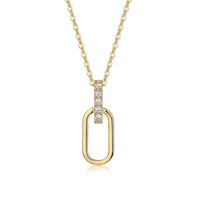 Paper Clip Moissanite Pendant Necklace