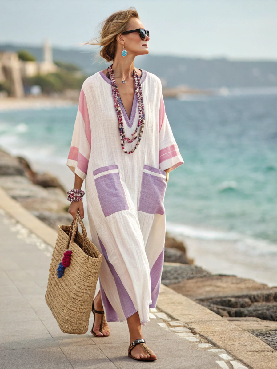 Women's Linen Solid Color Loose Dress