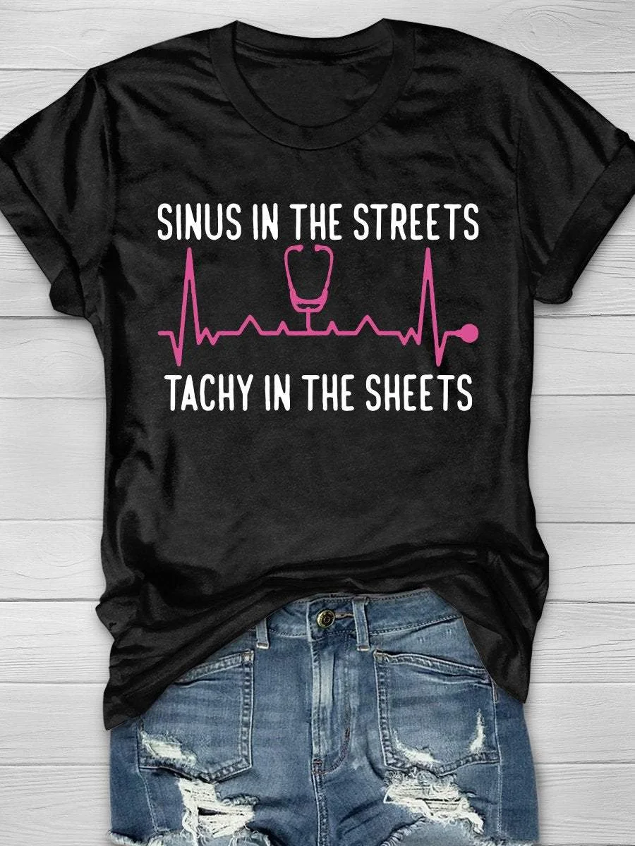 Funny Nurse Print Short Sleeve T-shirt