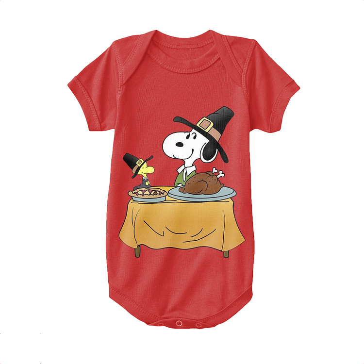 Snoopy With Turkey, Thanksgiving Baby Onesie