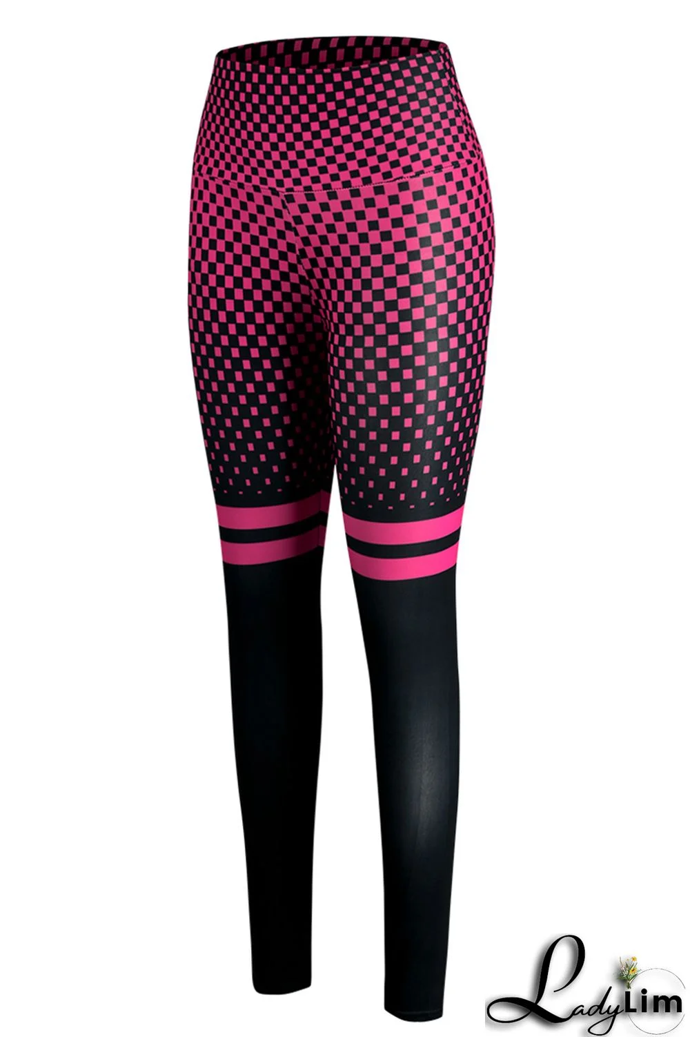 Rose Red Fashion Casual Sportswear Print Skinny High Waist Pencil Full Print Bottoms