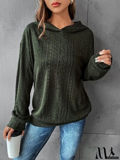 MidiSono - Textured Dropped Shoulder Hoodie
