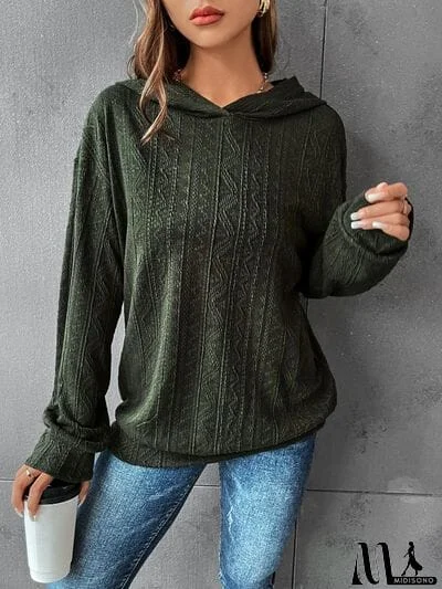 MidiSono - Textured Dropped Shoulder Hoodie