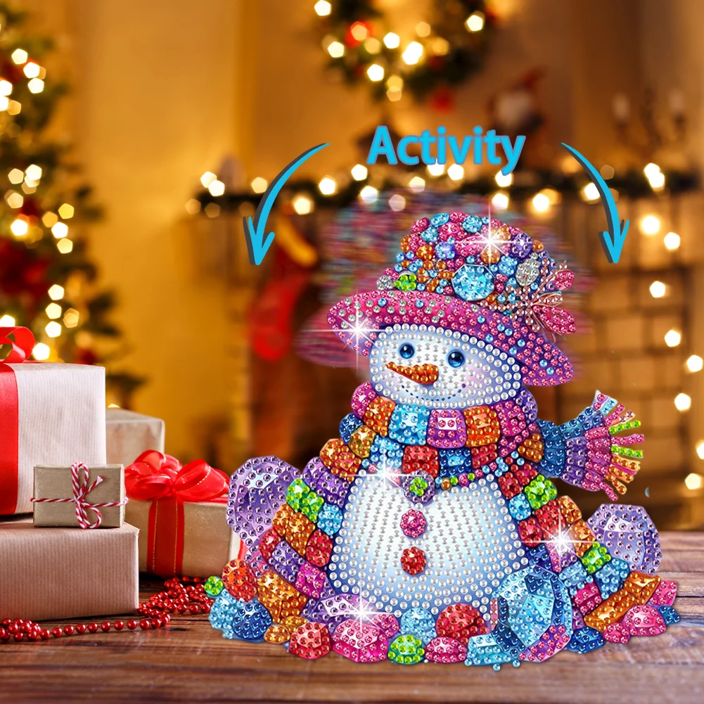 5D DIY Acrylic Shaking Head Christmas Snowman Diamond Painting Desktop Decors for Home