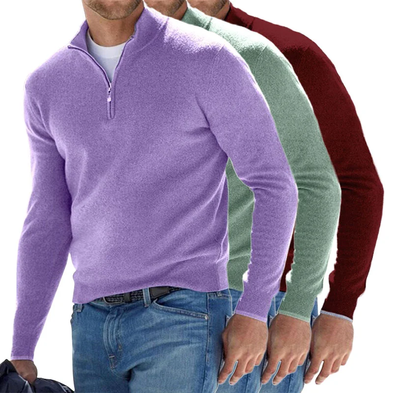 Men’s Cashmere Zipper Basic Sweater