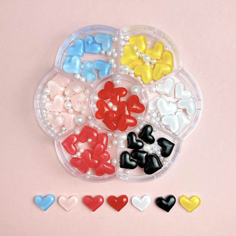 7-Grid Mixed Bow Pearl Nail Beauty Ornament Girl’s Style Mini Small Bow Tie Nail Material Package Box