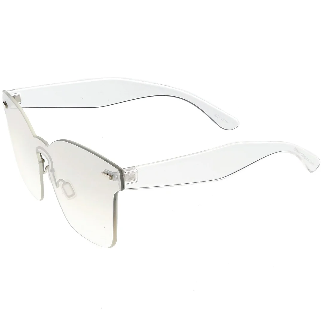 Oversize Rimless Horn Rimmed glasses Keyhole Nose Bridge Mono Flat Lens 59mm