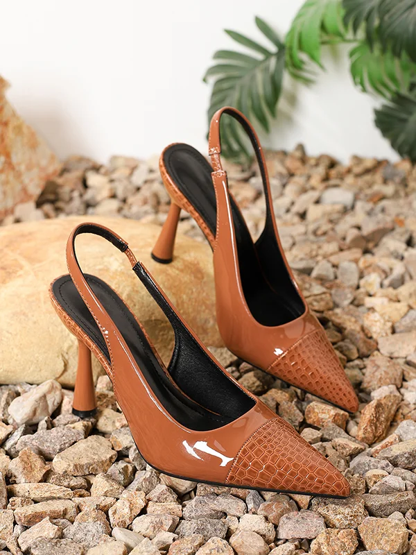 Pointed-Toe Split-Joint Slider Sandals Pumps