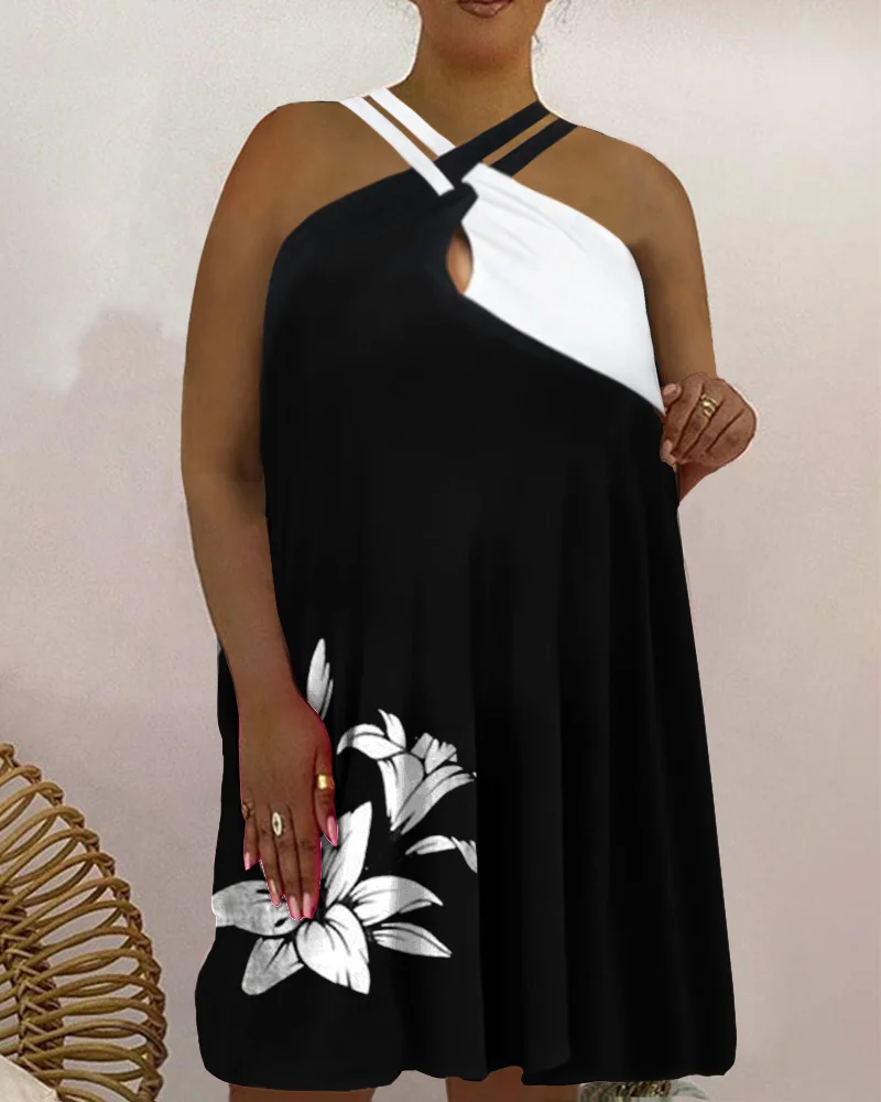 Women's Casual Print Tie Off Shoulder Dress