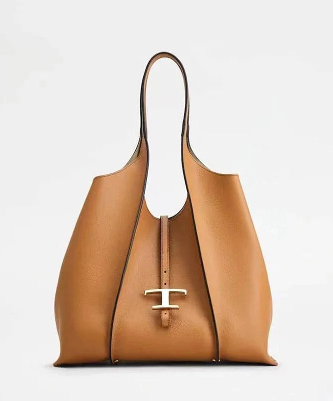 Boutique Brown Large Capacity Calf Leather Satchel Handbag