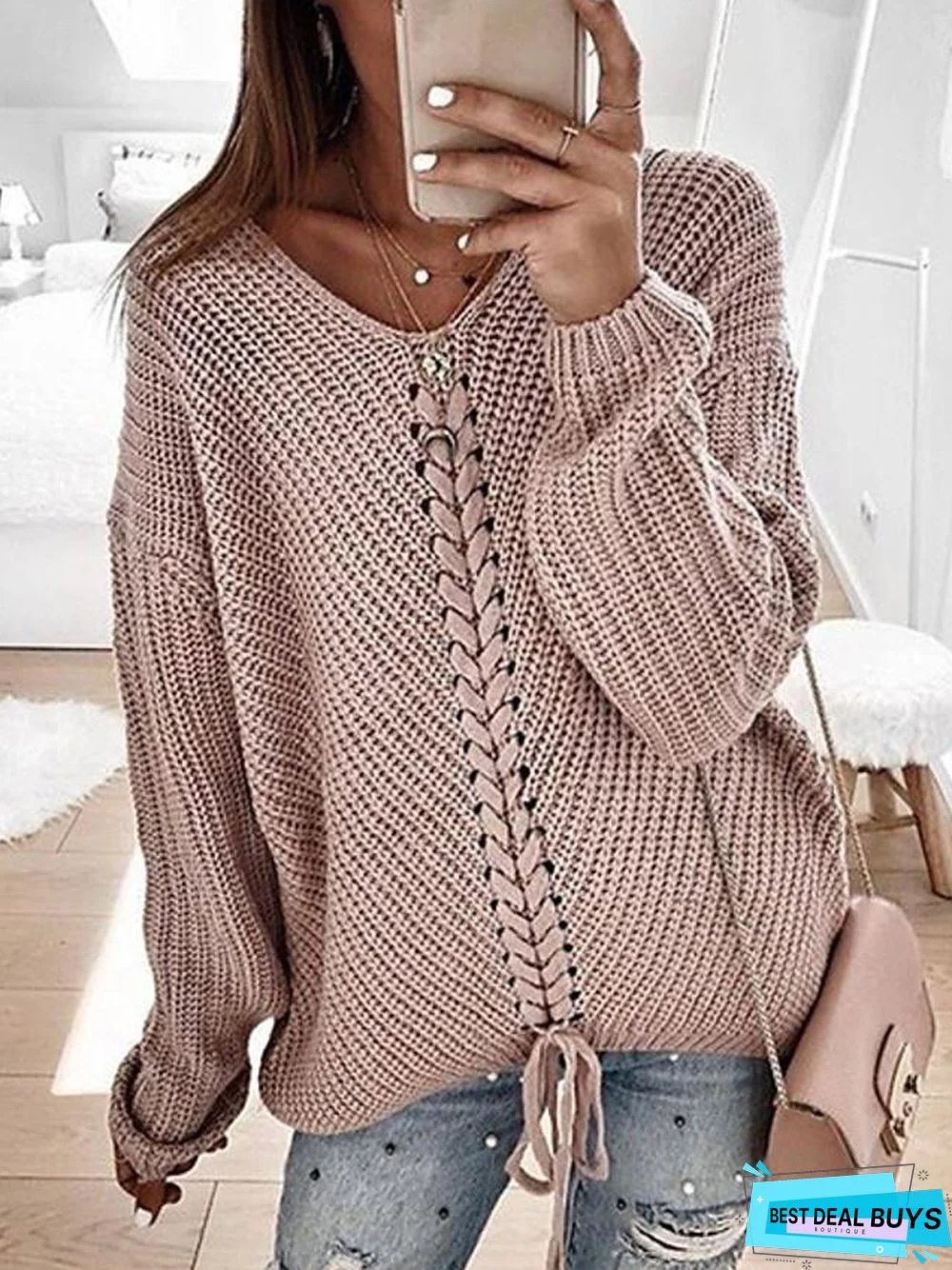 Women's Casual Knitted Solid Colored Pullover Long Sleeve Sweater Cardigans V Neck Spring Fall Black Red Yellow