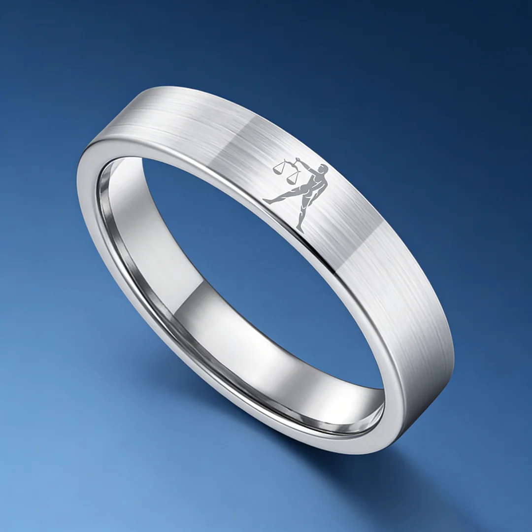 Men Women Sliver Libra Tungsten Carbide Rings Couple Wedding Band Flat Top Comfort Fit 4MM 6MM 8MM