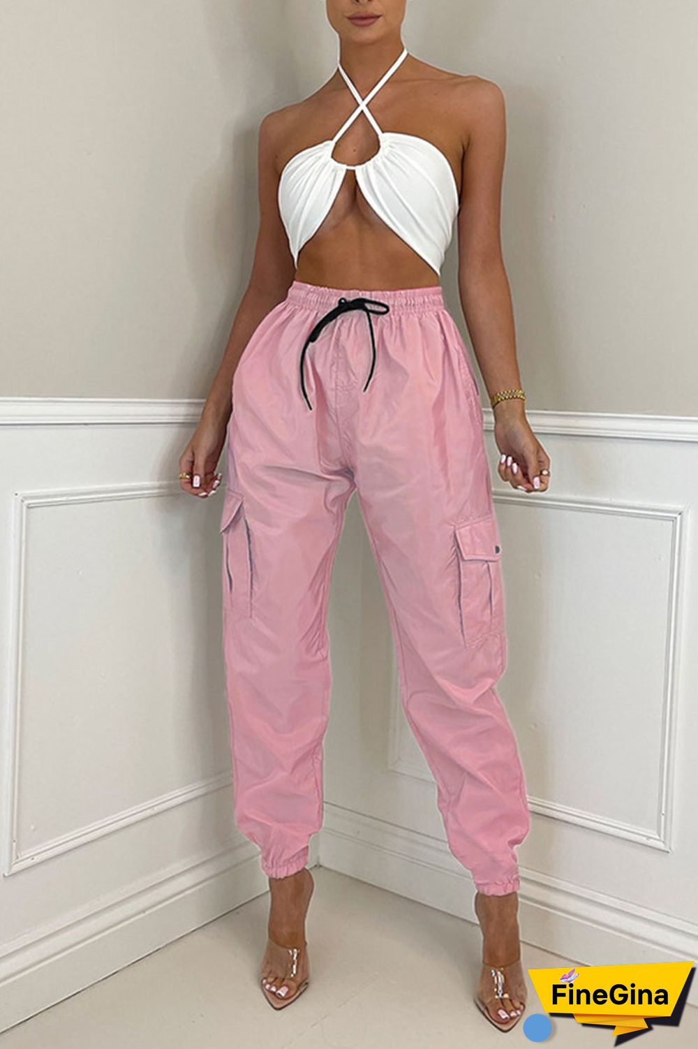 Earth Yellow Casual Street Solid Patchwork Pocket Regular High Waist Pencil Solid Color Bottoms