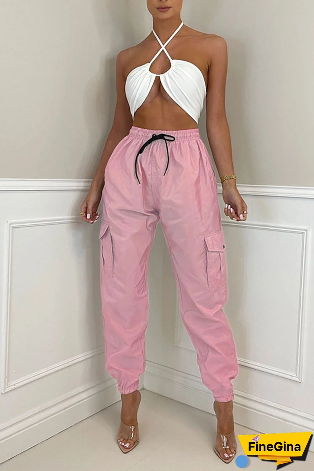 Earth Yellow Casual Street Solid Patchwork Pocket Regular High Waist Pencil Solid Color Bottoms