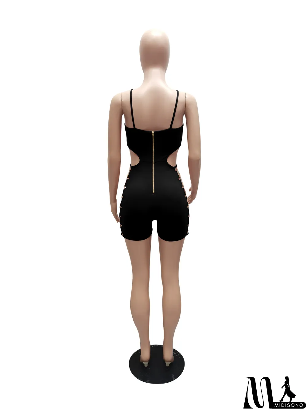 MidiSono - Sleeveless Chain Wrap Hip Slim Sexy Jumpsuit