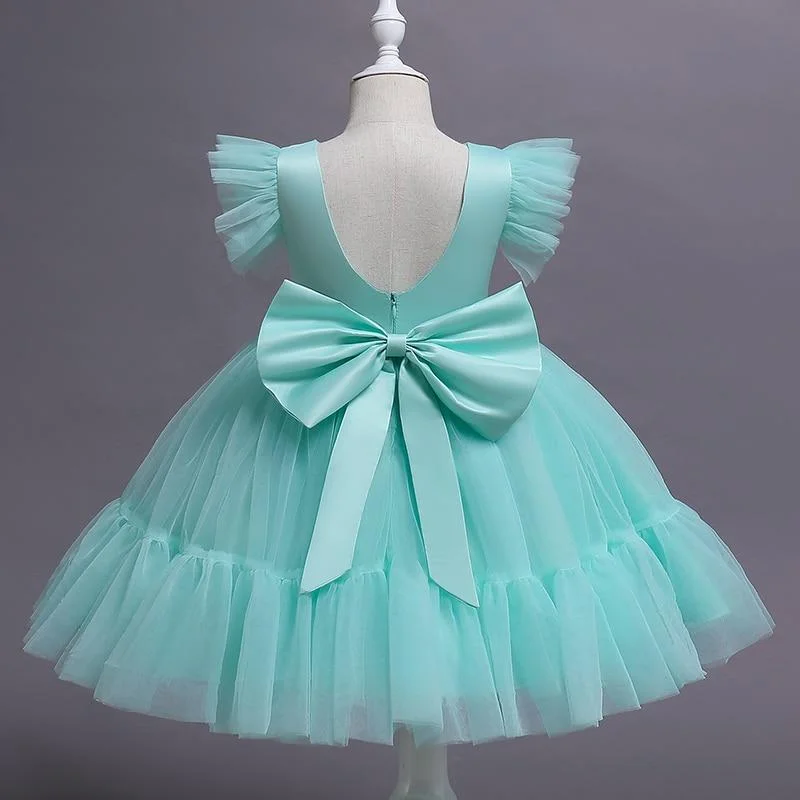 Summer Pretty Girls Dress Birthday Party Princess Dress Lace Kids Ball Gown Elegant Dress Casual Children Dress Size 4-10T