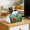 (24cm)Diamond Art Tissue Box Cover DIY PU Desktop Organizer Large(Bird)