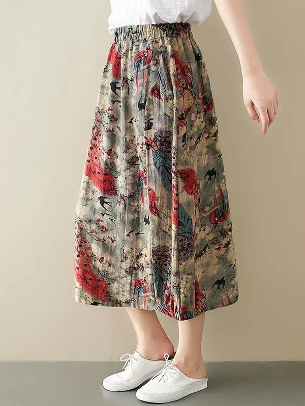 Women's Elastic Waist Mid-Long Bud Lantern Skirt-Mayoulove