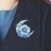4Pcs Diamond Painting Brooch Diamond Painting Pins Jewelry Kit (Moon And Flower)