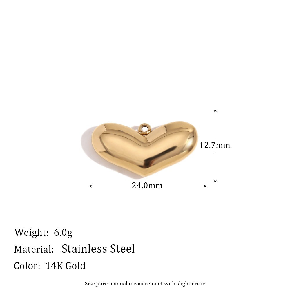 5 Pieces Fashion Irregular Heart Stainless Steel 18K Gold Plated Jewelry Making