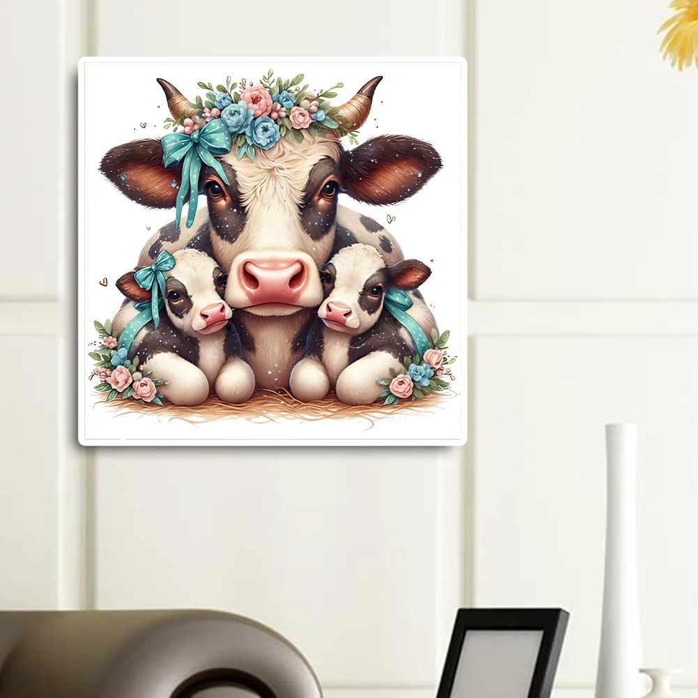 Diamond Painting - Full Round Drill - Cow Family(Canvas|30*30cm)