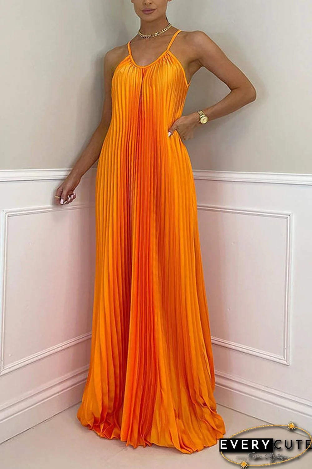 Breeze Slip Pleated Maxi Dress