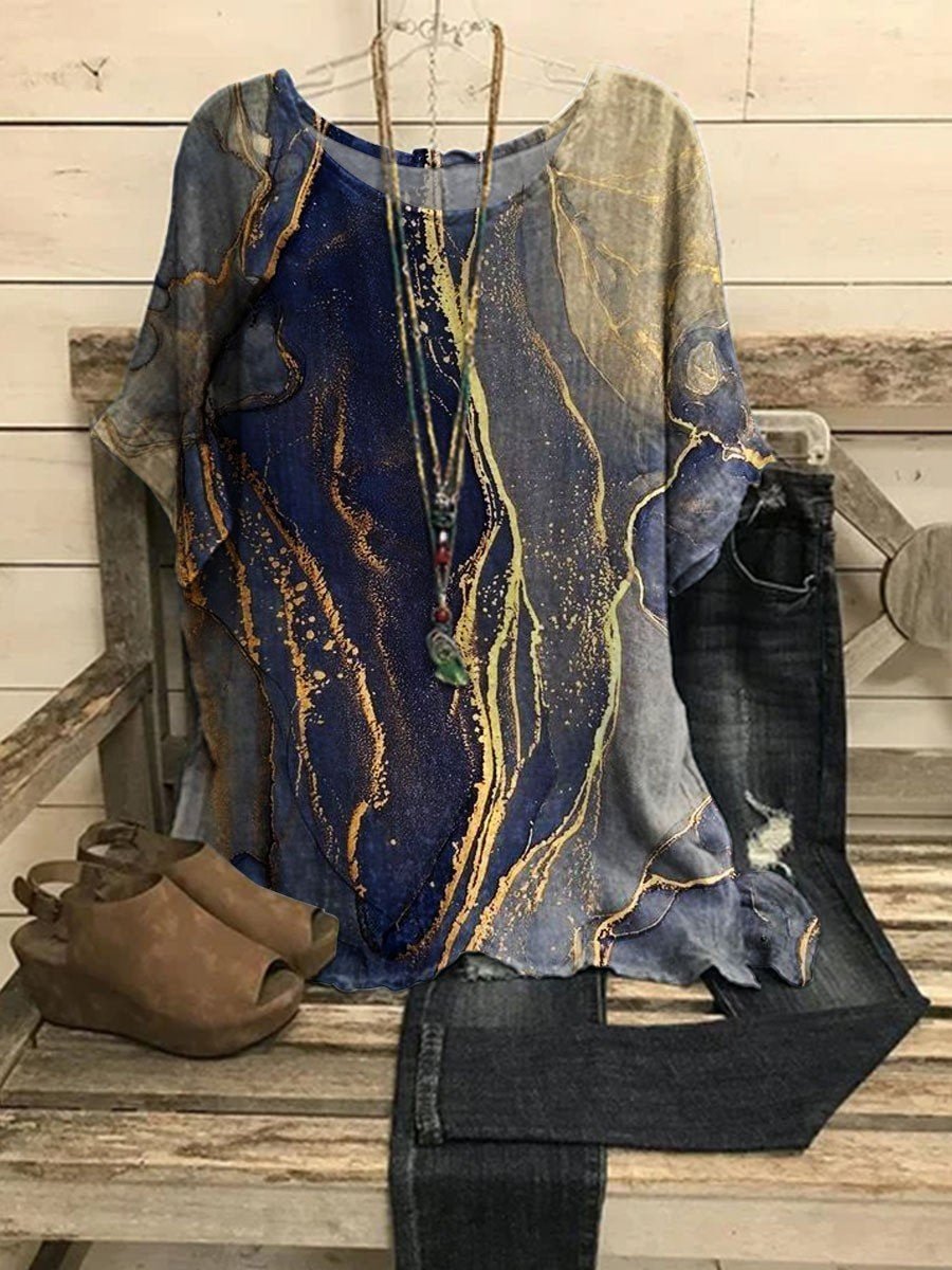 Women's Marble Print Casual Top