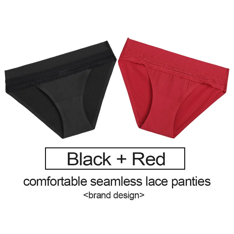 2PCS/Set Lace Panties Women's Underwear Female Lingerie Seamless Panties Underpants Sexy Briefs Intimates Woman Girls Pantys