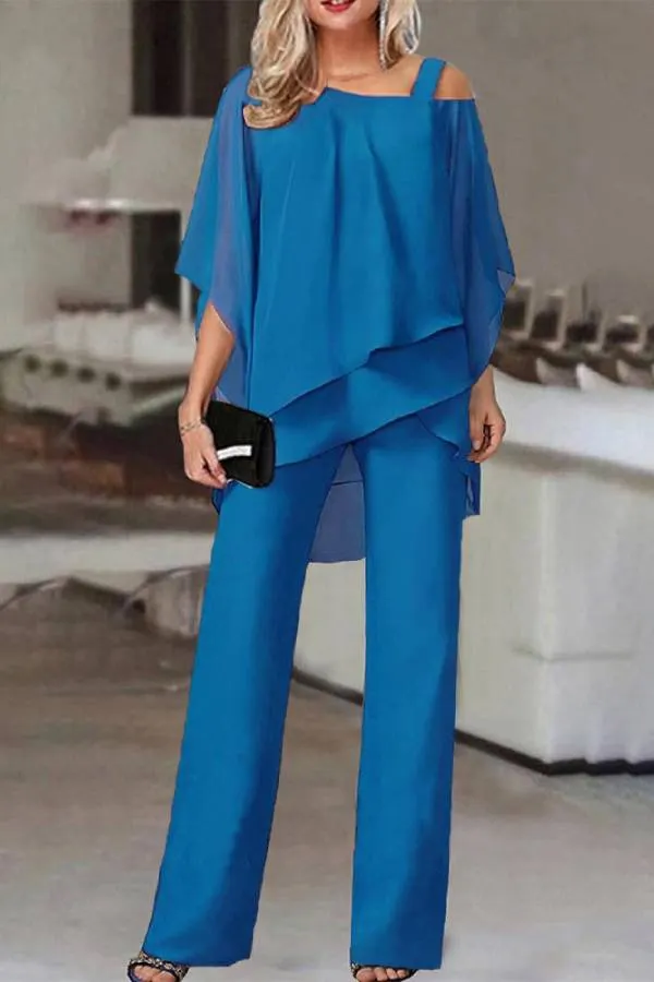 Irregular bat sleeve jumpsuit two-piece suit