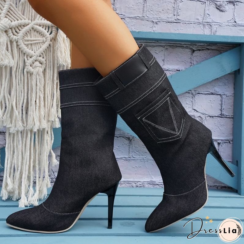 Denim Rider Mid-calf Boots