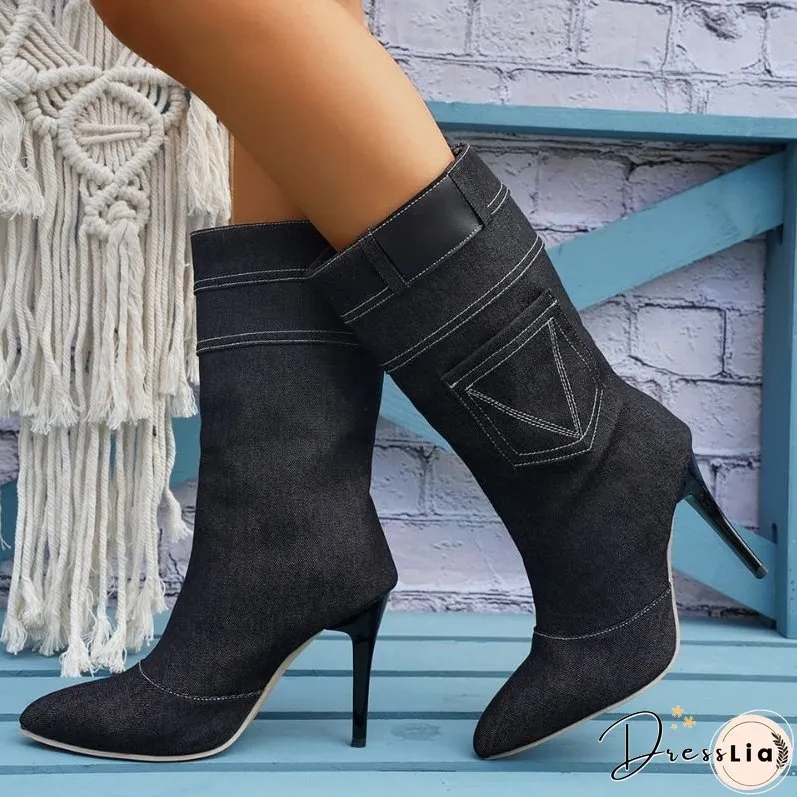 Denim Rider Mid-calf Boots
