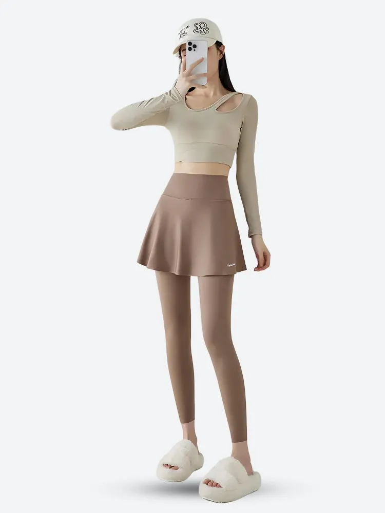 Brownm Sport Leggings Mini Skirt